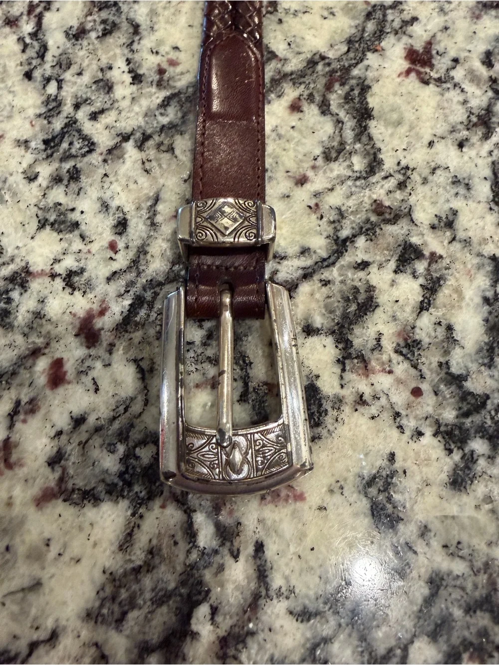 Brighton Braided Brown Leather Wrap Belt with Silver-Tone Buckle